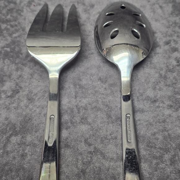 Dansk 18/10 Meridian Stainless Pierced Serving Spoon & Fork Salad Set Cutlery - Picture 4 of 7